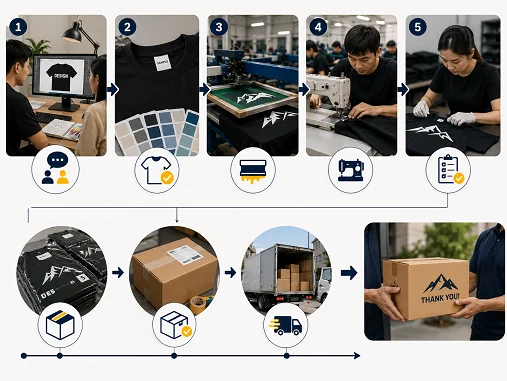 Berapa Lama Produksi Kaos Konveksi? Timeline dari Desain sampai Kirim — Produksi kaos konveksi umumnya membutuhkan sekitar 14–21 hari kerja setelah desain disetujui dan DP masuk. Timeline b…