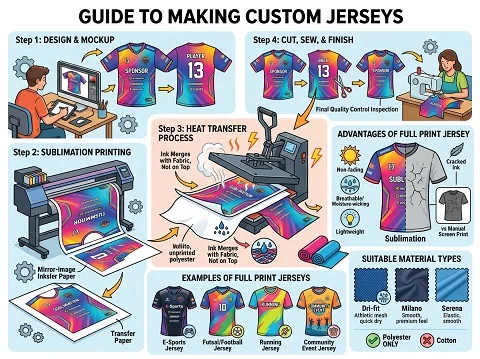 Jersey Full Print (Sublimasi): Panduan Bikin Jersey Custom — Jersey full print dengan teknik sublimasi memungkinkan desain menutup seluruh permukaan kain tanpa batasan warna dan …